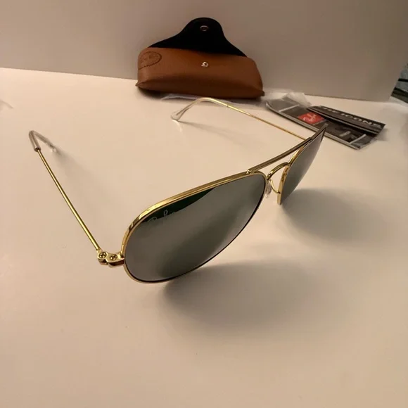 Ray-Ban Aviator Sunglasses RB3026 58-14mm Gold/Silver Mirror Lens 001/30 Unisex - Picture 14 of 17